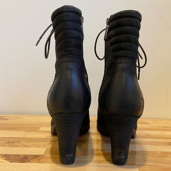 Blondo Womens Black Leather Lace-Up Waterproof Ankle Boots size 10 Block Heel - Picture 2 of 16